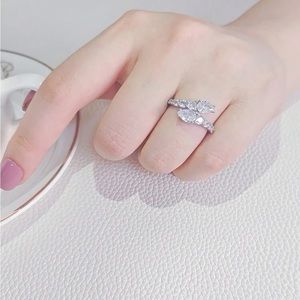 18K Gold Plated Zircon Diamond Snake Adjustable Silver Ring New OS